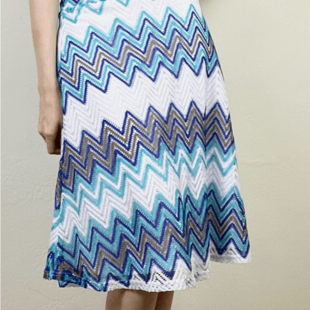Vintage y2k Zac & Rachel Blue & White Chevron Zigzag crotched overlay